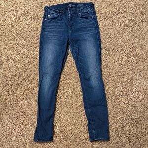 7 For All Mankind Dark Blue Ankle Skinny Stretch Women's Jeans